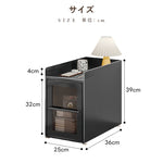完成品 金属製 ナイトテーブル スチール 幅25cm 省スペース 寝室用 ベッドサイドテーブル サイドキャビネット 収納ラック サイドボード ブラック 一段引き出し／二段引き出し コンパクト