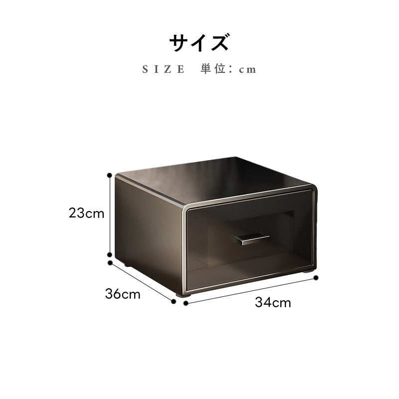 金属製 ナイトテーブル スチール 幅34cm ほぼ完成品 小型 サイドキャビネット 寝室用 炭素鋼 収納サイドボード 高級感 ベッドサイドテーブル 耐久性 コンパクト