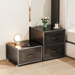 金属製 ナイトテーブル スチール 幅34cm ほぼ完成品 小型 サイドキャビネット 寝室用 炭素鋼 収納サイドボード 高級感 ベッドサイドテーブル 耐久性 コンパクト