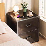 金属製 ナイトテーブル スチール 幅34cm ほぼ完成品 小型 サイドキャビネット 寝室用 炭素鋼 収納サイドボード 高級感 ベッドサイドテーブル 耐久性 コンパクト