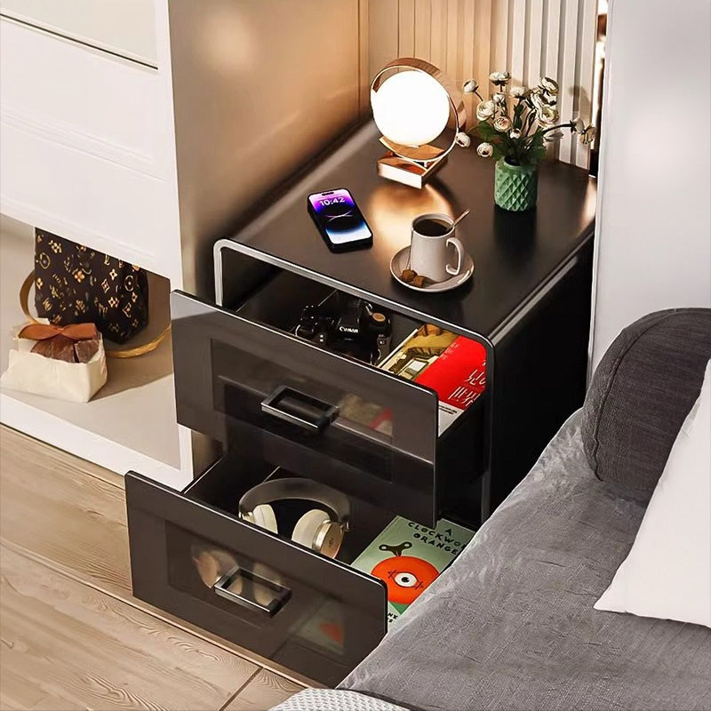 金属製 ナイトテーブル スチール 幅34cm ほぼ完成品 小型 サイドキャビネット 寝室用 炭素鋼 収納サイドボード 高級感 ベッドサイドテーブル 耐久性 コンパクト