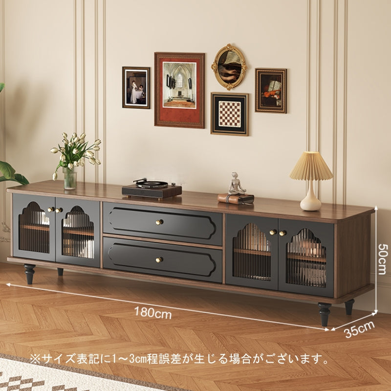 テレビ台 ローボード 180 ほぼ完成品 テレビボード 収納棚 リビング 収納 パソコン台 テレビラック 180cm 収納 木製 TV台 TVボード おしゃれ ブラック 黒 ダークブラウン 木目調 北欧 シンプル 壁寄せ