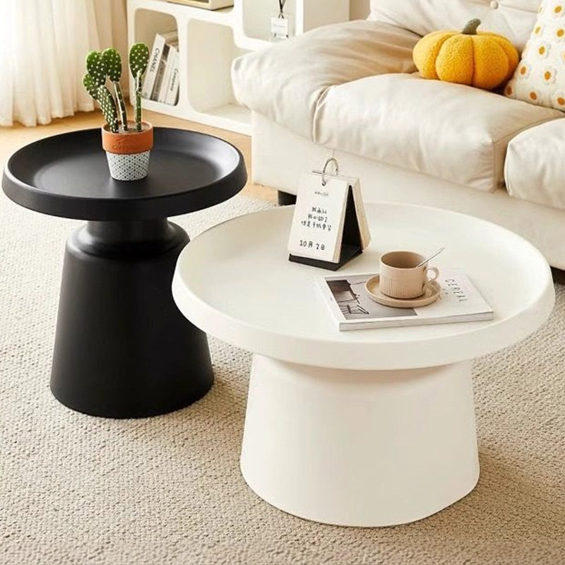 金属製 ローテーブル 白 丸 スチール 北欧 2個セット テーブル おしゃれ 丸テーブル リビングテーブル ちゃぶ台 70cm 丸型 円卓 かわいい センターテーブル 円 机 ホワイト 韓国 一人暮らし サイドテーブル ベッドサイド ホワイト＋ブラック デザイン シンプル