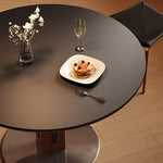 ダイニングテーブル 丸 2人 丸テーブル セラミック天板 円形 円型 セラミック 食卓テーブル 直径80/100/120cm 4人 6人掛け おしゃれ モダン ブラック 黒 リビング マットな感じ 艶消し おしゃれ 北欧