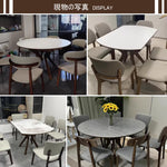 Casaconer | 伸長式セラミックダイニングテーブル・丸型・幅75~120cm・4人掛け/6人掛け・食卓テーブル・ラウンドテーブル・モダン・北欧風・大理石柄・セラミック天板・木脚・おしゃれ