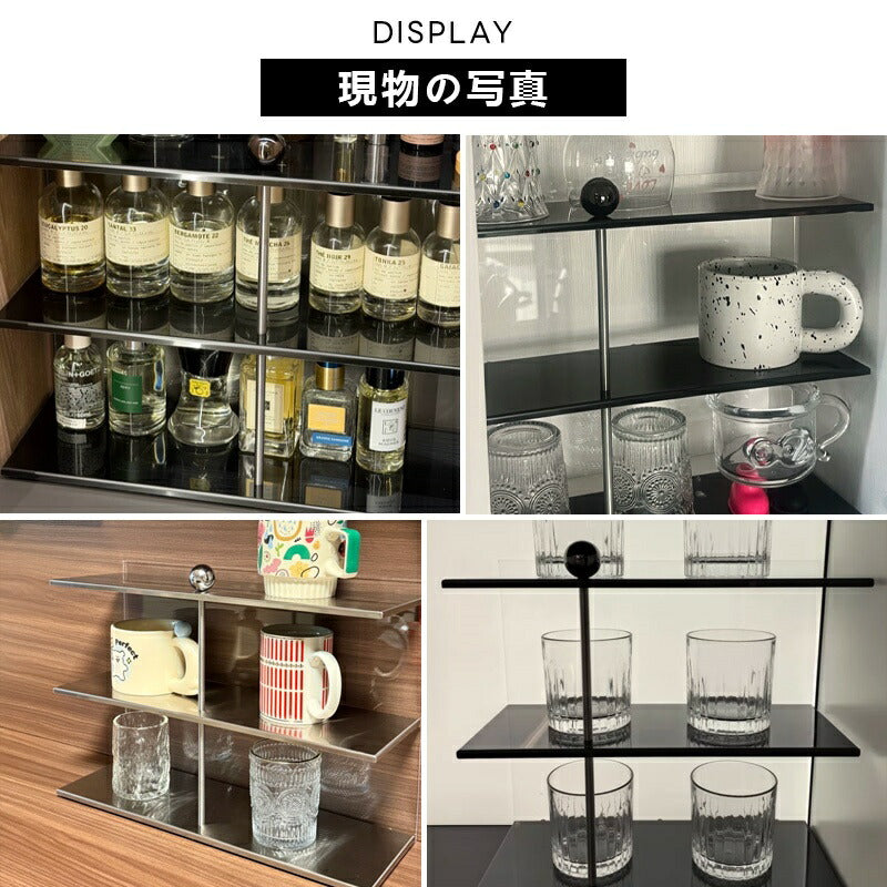 アクリル製 香水ラック 幅40cm 卓上2段収納 化粧品ラック 置物棚 透明デザイン 小物収納 おしゃれ シンプル 省スペース インテリアラック
