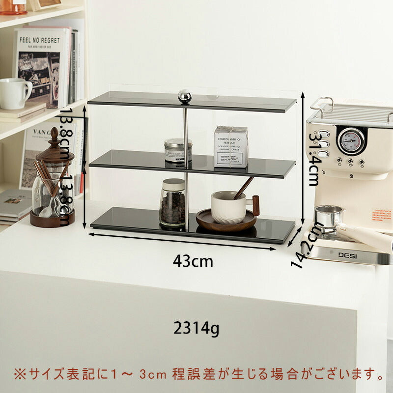 アクリル製 香水ラック 幅40cm 卓上2段収納 化粧品ラック 置物棚 透明デザイン 小物収納 おしゃれ シンプル 省スペース インテリアラック