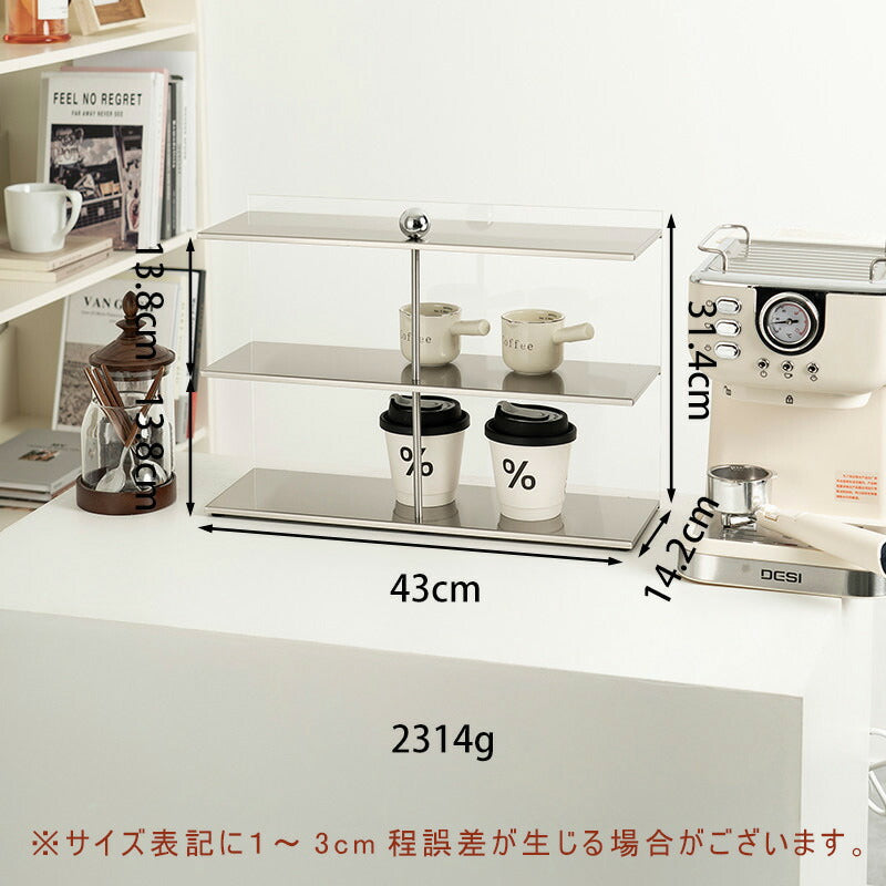 アクリル製 香水ラック 幅40cm 卓上2段収納 化粧品ラック 置物棚 透明デザイン 小物収納 おしゃれ シンプル 省スペース インテリアラック