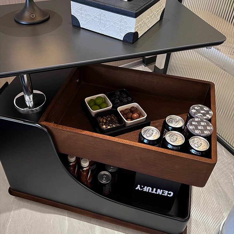 テーブル・ローテーブル・サイドテーブル・センターテーブル・昇降テーブル・多機能テーブル・ウォルナットカラー/ホワイト/ブラック・幅75cm・高さ56~71cm・多機能デザイン・無垢材・収納ワゴン・キャスター付き・在宅ワーク・コンパクト家具