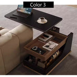 Casaconer | テーブル・ローテーブル・サイドテーブル・センターテーブル・昇降テーブル・多機能テーブル・ウォルナットカラー/ホワイト/ブラック・幅75cm・高さ56~71cm・多機能デザイン・無垢材・収納ワゴン・キャスター付き・在宅ワーク・コンパクト家具