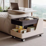 Casaconer | テーブル・ローテーブル・サイドテーブル・センターテーブル・昇降テーブル・多機能テーブル・ウォルナットカラー/ホワイト/ブラック・幅75cm・高さ56~71cm・多機能デザイン・無垢材・収納ワゴン・キャスター付き・在宅ワーク・コンパクト家具