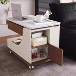 Casaconer | テーブル・ローテーブル・サイドテーブル・センターテーブル・昇降テーブル・多機能テーブル・ウォルナットカラー/ホワイト/ブラック・幅75cm・高さ56~71cm・多機能デザイン・無垢材・収納ワゴン・キャスター付き・在宅ワーク・コンパクト家具