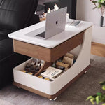 Casaconer | テーブル・ローテーブル・サイドテーブル・センターテーブル・昇降テーブル・多機能テーブル・ウォルナットカラー/ホワイト/ブラック・幅75cm・高さ56~71cm・多機能デザイン・無垢材・収納ワゴン・キャスター付き・在宅ワーク・コンパクト家具