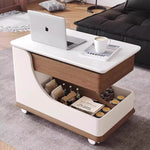 Casaconer | テーブル・ローテーブル・サイドテーブル・センターテーブル・昇降テーブル・多機能テーブル・ウォルナットカラー/ホワイト/ブラック・幅75cm・高さ56~71cm・多機能デザイン・無垢材・収納ワゴン・キャスター付き・在宅ワーク・コンパクト家具