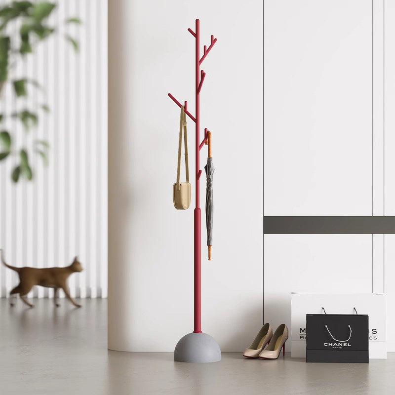 ポールハンガー スチール製 高さ180cm 立て置きタイプ コートハンガー 洋服掛け 省スペース デザイン インテリア 寝室 室内用 ブラック／レッド