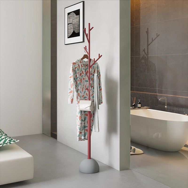 ポールハンガー スチール製 高さ180cm 立て置きタイプ コートハンガー 洋服掛け 省スペース デザイン インテリア 寝室 室内用 ブラック／レッド