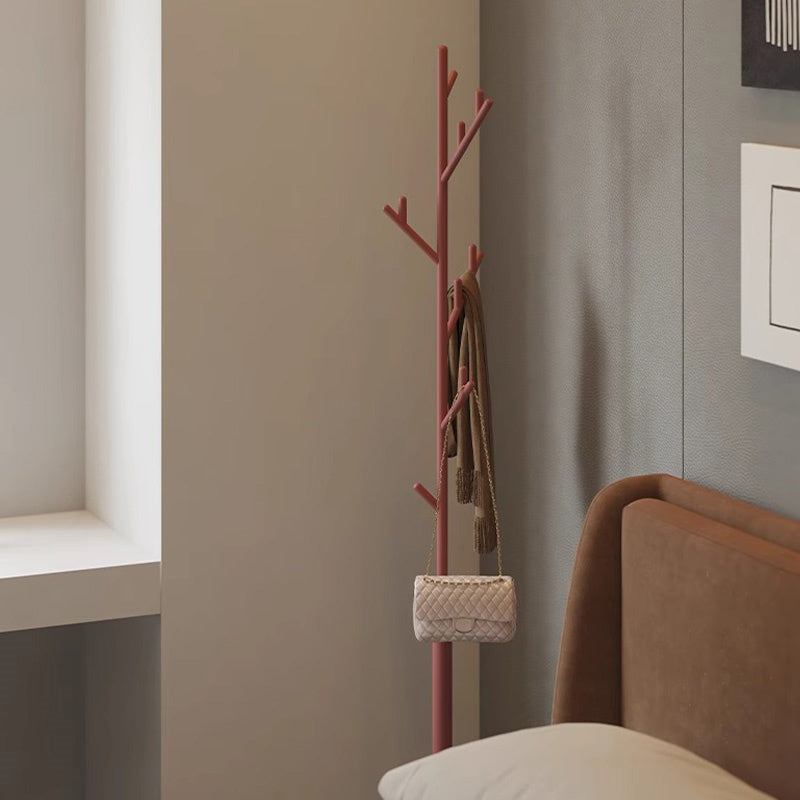 ポールハンガー スチール製 高さ180cm 立て置きタイプ コートハンガー 洋服掛け 省スペース デザイン インテリア 寝室 室内用 ブラック／レッド