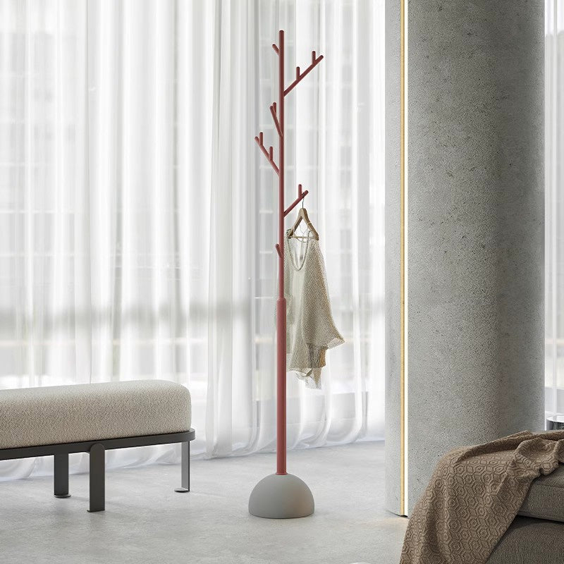 ポールハンガー スチール製 高さ180cm 立て置きタイプ コートハンガー 洋服掛け 省スペース デザイン インテリア 寝室 室内用 ブラック／レッド