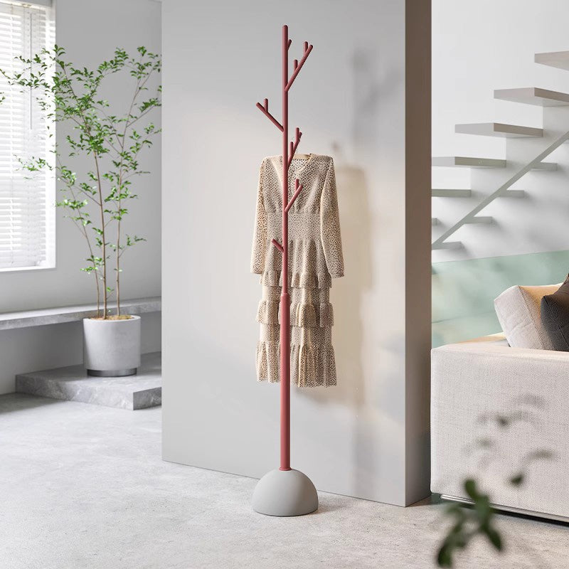 ポールハンガー スチール製 高さ180cm 立て置きタイプ コートハンガー 洋服掛け 省スペース デザイン インテリア 寝室 室内用 ブラック／レッド