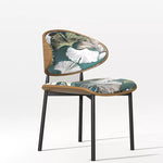 Casaconer | ダイニングチェア・花柄デザイン・幅50cm・グリーン/レッド・金属脚・デザイナーチェア