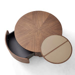 Casaconer | センターテーブル・丸型・収納付き・サイドテーブル一体型・幅80cm・木目デザイン