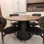 Casaconer | 無垢材ダイニングテーブル・丸食卓・おしゃれ・円形・スチール脚・2人/4人/6人掛け