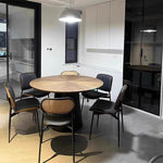 Casaconer | 無垢材ダイニングテーブル・丸食卓・おしゃれ・円形・スチール脚・2人/4人/6人掛け