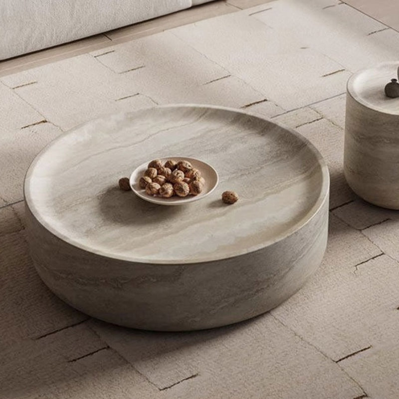 ローテーブル 侘寂風 円形 センターテーブル 幅80cm／100cm デザインテーブル アート風 繊維強化プラスチック製 FRP モダンインテリア 客間 リビングテーブル おしゃれ シンプル