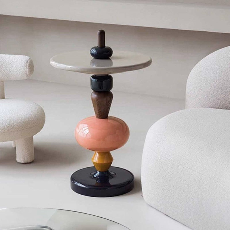 サイドテーブル アート風デザイン 幅45cm 北欧モダン クリエイティブ形状 繊維強化プラスチック製 FRP 小型テーブル DIY風 インテリアアクセント おしゃれ シンプル