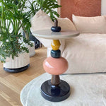 サイドテーブル アート風デザイン 幅45cm 北欧モダン クリエイティブ形状 繊維強化プラスチック製 FRP 小型テーブル DIY風 インテリアアクセント おしゃれ シンプル