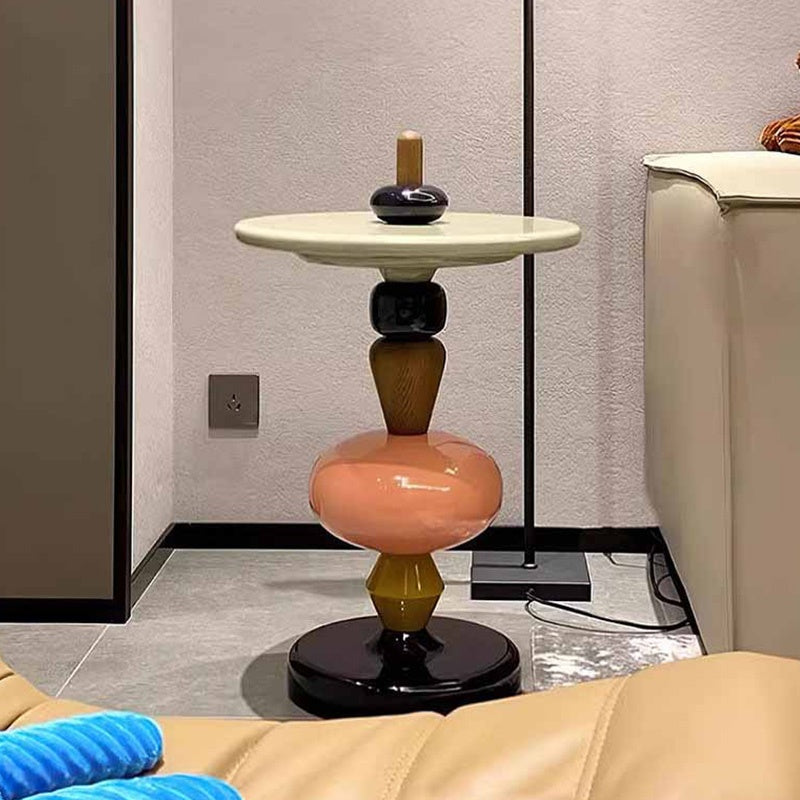 サイドテーブル アート風デザイン 幅45cm 北欧モダン クリエイティブ形状 繊維強化プラスチック製 FRP 小型テーブル DIY風 インテリアアクセント おしゃれ シンプル