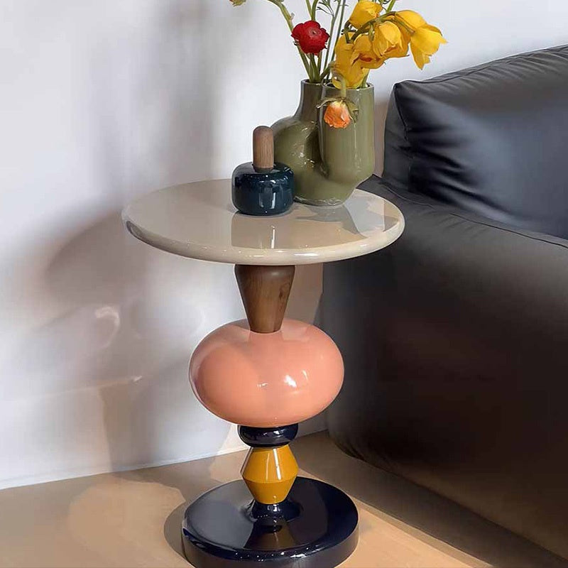 サイドテーブル アート風デザイン 幅45cm 北欧モダン クリエイティブ形状 繊維強化プラスチック製 FRP 小型テーブル DIY風 インテリアアクセント おしゃれ シンプル