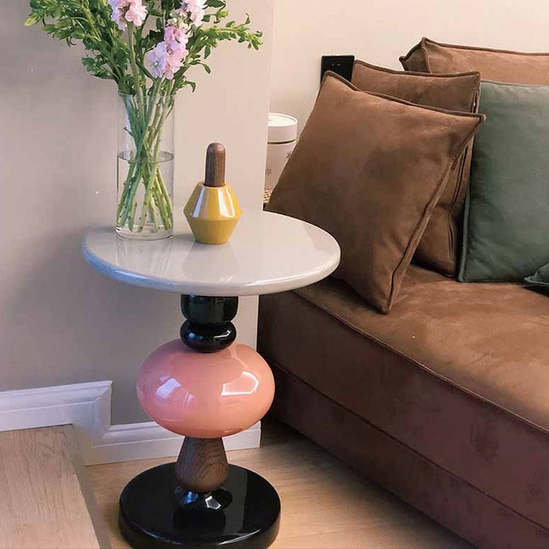 サイドテーブル アート風デザイン 幅45cm 北欧モダン クリエイティブ形状 繊維強化プラスチック製 FRP 小型テーブル DIY風 インテリアアクセント おしゃれ シンプル