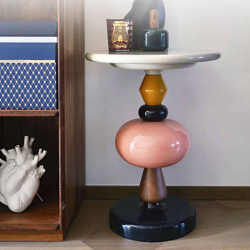 サイドテーブル アート風デザイン 幅45cm 北欧モダン クリエイティブ形状 繊維強化プラスチック製 FRP 小型テーブル DIY風 インテリアアクセント おしゃれ シンプル