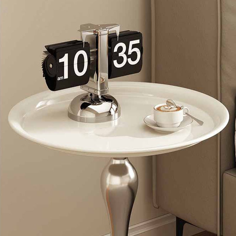 サイドテーブル 幅40cm スチール製 モダンデザイン ベージュ／ブラック シルバーカラー 高級感 小型ローテーブル ベッドサイド ソファ横テーブル 置き台 造形美 デザイン インテリア おしゃれ