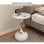 サイドテーブル 幅40cm スチール製 モダンデザイン ベージュ／ブラック シルバーカラー 高級感 小型ローテーブル ベッドサイド ソファ横テーブル 置き台 造形美 デザイン インテリア おしゃれ