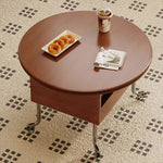 Casaconer | テーブル・ローテーブル・サイドテーブル・センターテーブル・昇降テーブル・多機能テーブル・ウォルナットカラー/ホワイト/ブラック・直径70cm・高さ45~60cm・多機能デザイン・無垢材・収納ワゴン・キャスター付き・在宅ワーク・コンパクト家具