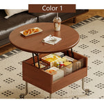 Casaconer | テーブル・ローテーブル・サイドテーブル・センターテーブル・昇降テーブル・多機能テーブル・ウォルナットカラー/ホワイト/ブラック・直径70cm・高さ45~60cm・多機能デザイン・無垢材・収納ワゴン・キャスター付き・在宅ワーク・コンパクト家具