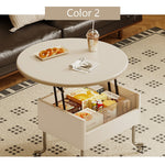 Casaconer | テーブル・ローテーブル・サイドテーブル・センターテーブル・昇降テーブル・多機能テーブル・ウォルナットカラー/ホワイト/ブラック・直径70cm・高さ45~60cm・多機能デザイン・無垢材・収納ワゴン・キャスター付き・在宅ワーク・コンパクト家具