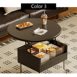 Casaconer | テーブル・ローテーブル・サイドテーブル・センターテーブル・昇降テーブル・多機能テーブル・ウォルナットカラー/ホワイト/ブラック・直径70cm・高さ45~60cm・多機能デザイン・無垢材・収納ワゴン・キャスター付き・在宅ワーク・コンパクト家具