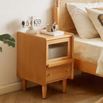 Casaconer | ほぼ完成品・脚の取り付けが必要・ナイトテーブル・サイドテーブル・ベッドサイドチェスト・ベッドサイド・木製・収納・おしゃれ・コンセント・引き出し・シンプル・モダン・ナチュラル・寝室収納・読書・スリム・コンパクト・ダークブラウン・ナチュラル