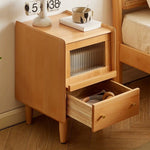 Casaconer | ほぼ完成品・脚の取り付けが必要・ナイトテーブル・サイドテーブル・ベッドサイドチェスト・ベッドサイド・木製・収納・おしゃれ・コンセント・引き出し・シンプル・モダン・ナチュラル・寝室収納・読書・スリム・コンパクト・ダークブラウン・ナチュラル