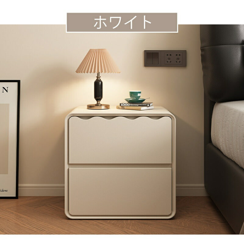 【完成品】ナイトテーブル サイドテーブル 引出 完成品 幅40cm ベージュ ホワイト 白 ラグジュアリー 高級感 レザー風 合成皮革 お手入れ簡単 インテリア 家具 おしゃれ 北欧 モダン 一人暮らし リビング かわいい 韓国風