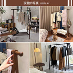 Casaconer | ハンガーラック・幅120cm・おしゃれ・木製・パイプハンガー・木製ハンガーラック・洋服掛け・コートハンガー・ハンガーパイプ・衣類収納・玄関収納・子供・大人・家庭用・北欧・・コンパクト・シンプル・ブラウン・人気・新生活