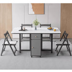 Casaconer | ダイニングテーブル・折りたたみ・4人・6人・折りたたみ・折り畳み・セラミック天板・テーブルのみ・ダイニング・幅120/150・シンプル・4人掛け用・6人掛け用・おしゃれ・食卓・北欧・アンティーク風・カフェ風・テーブル単品/5点セット