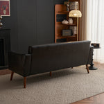 Casaconer | ソファ・2人掛け・ハイバック・レザー・ローソファ・おしゃれ・北欧・シンプル・モダン・ブラック・コンパクト・リビングソファ・合皮・7日内出荷