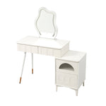 Casaconer | ドレッサー・おしゃれ・鏡台・お姫系・幅80cm・チェスト・サイドテーブルあり・寝室・化粧テーブル・小さい化粧台・コスメ台・収納・ネイルサロン・コンパクト・白・7日内出荷