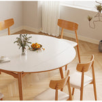 伸長式,ダイニングテーブル,丸テーブル,エクステンションテーブル,2人掛け,4人掛け,6人掛け,食卓,食事テーブル,伸縮テーブル,無垢材,オーク,ナチュラル,セラミック現代的