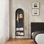 回転式 全身鏡 ミラーラック キャスター付き スリム 収納一体型 ハンガーラック 展示棚 置物ラック 可動式 フロアミラー 玄関 リビング 寝室 省スペース ブラック ホワイト レトロ モダン