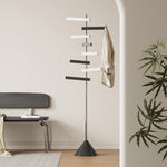 ポールハンガー スチール製 高さ約172cm フック回転式 360度可動 立て置きタイプ コートハンガー 洋服掛け 省スペース 玄関 寝室 ベッドサイド モダン デザイン